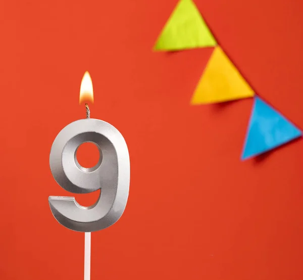 Geburtstagskerze Nummer Einladungskarte Auf Orangefarbenem Hintergrund — Stockfoto