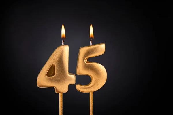 Golden Candle Flame Birthday Card Dark Luxury Background — Stock Photo, Image