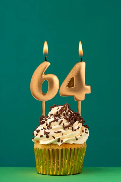 Tarjeta Cumpleaños Con Número Vela Fondo Verde —  Fotos de Stock