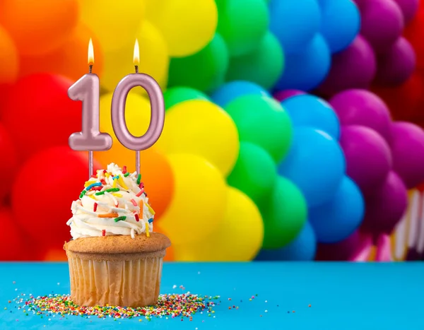 Cartão Aniversário Vela Número Com Balões Coloridos Marcha Gay — Fotografia de Stock