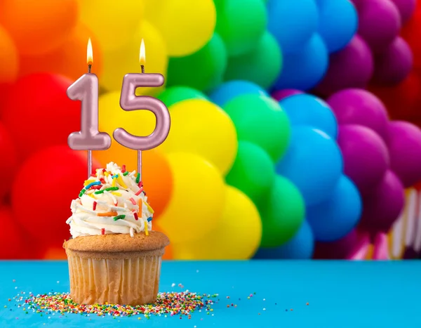 Vela Cumpleaños Número Tarjeta Invitación Con Globos Colores Marcha Del — Foto de Stock