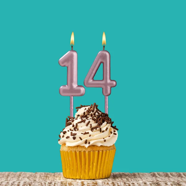 Birthday Card Number Candle Aquamarine Background — Stock Photo, Image
