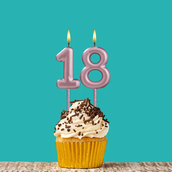 Birthday Card Number Candle Aquamarine Background — Stock Photo, Image