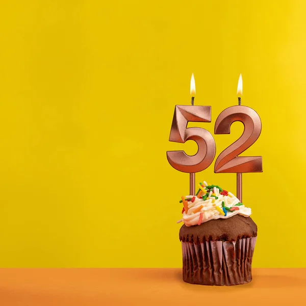 Number Birthday Candle Celebration Yellow Background — Stock Photo, Image
