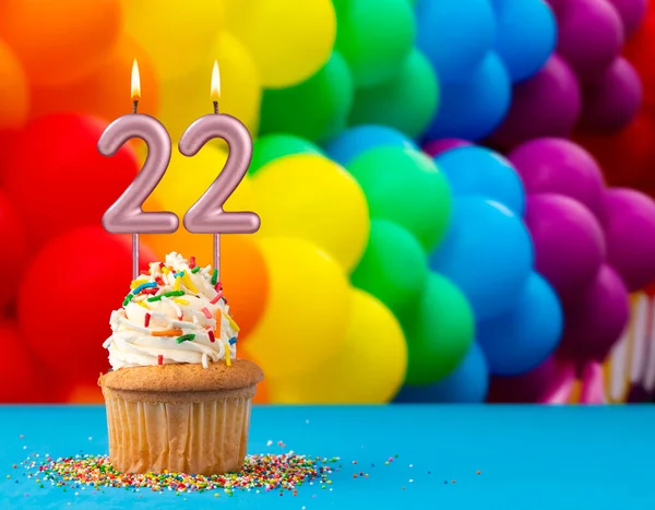 Birthday Card Candle Number Colored Balloons Gay March — Stock Photo, Image