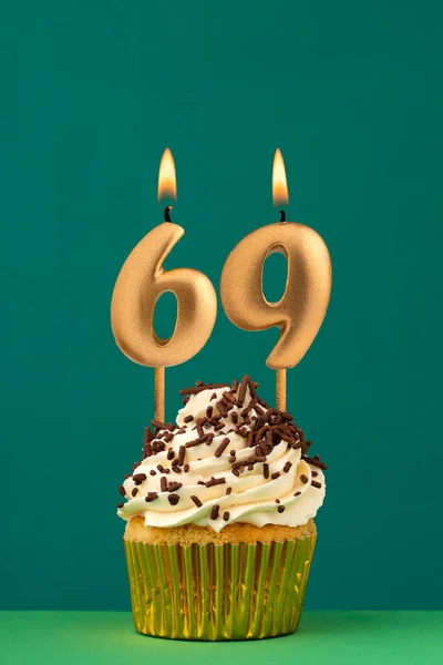 Geburtstagskerze Nummer Vertikale Geburtstagskarte Mit Grünem Hintergrund — Stockfoto