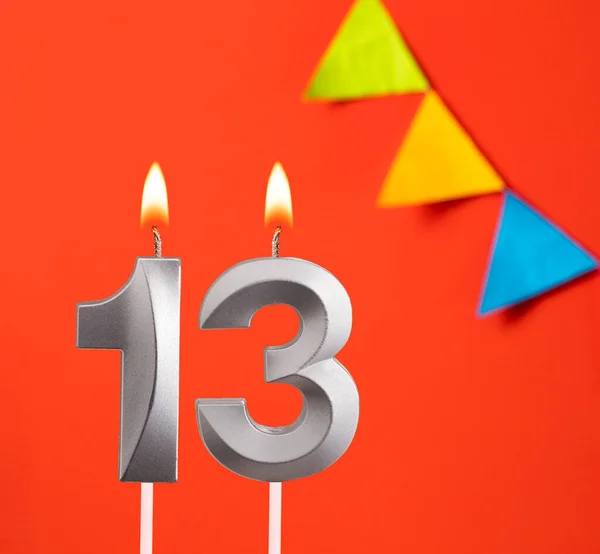 Verjaardagskaars Nummer Uitnodigingskaart Oranje Achtergrond — Stockfoto