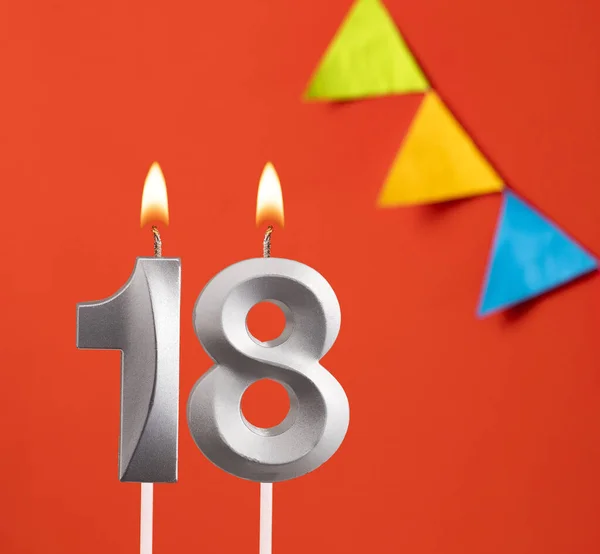 Tarjeta Cumpleaños Número Vela Fondo Naranja — Foto de Stock