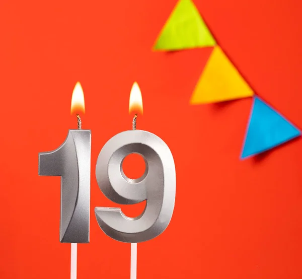 Verjaardagskaars Nummer Uitnodigingskaart Oranje Achtergrond — Stockfoto