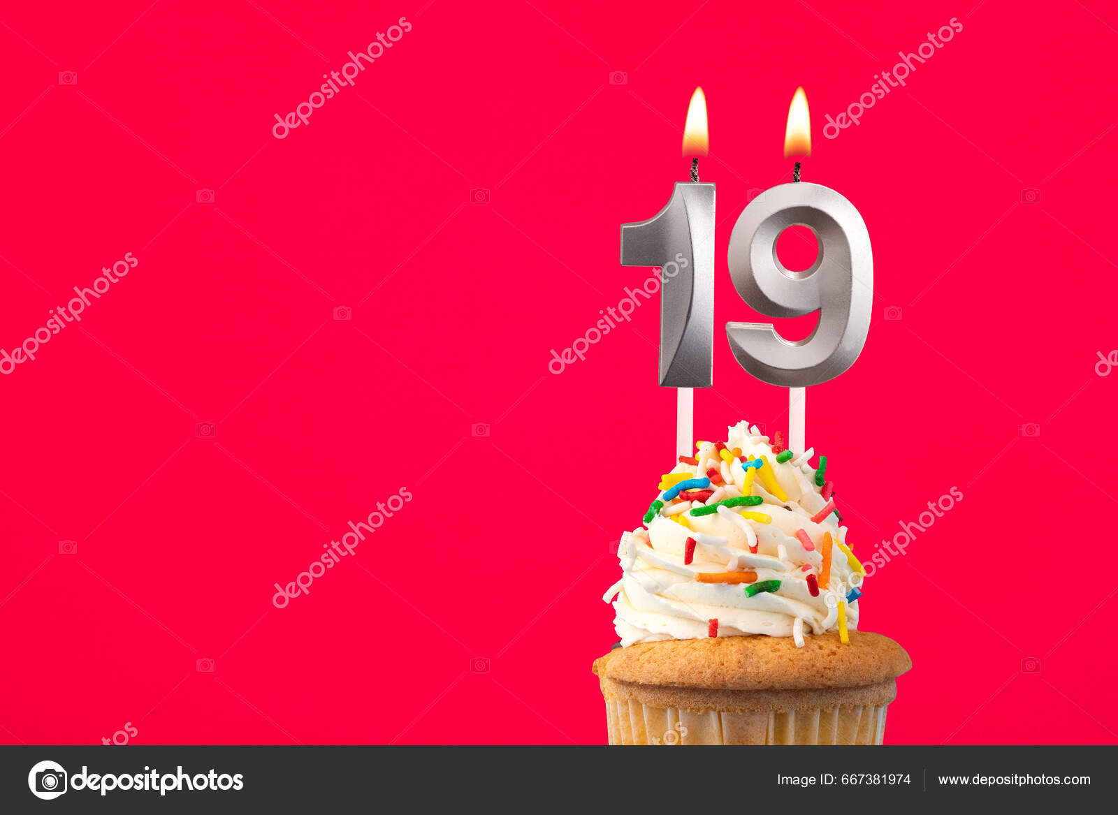 Horizontal Birthday Card Cake Burning Candle Number Stock Photo By.