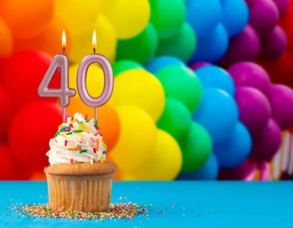 Tarjeta Cumpleaños Vela Número Con Globos Colores Marcha Gay —  Fotos de Stock