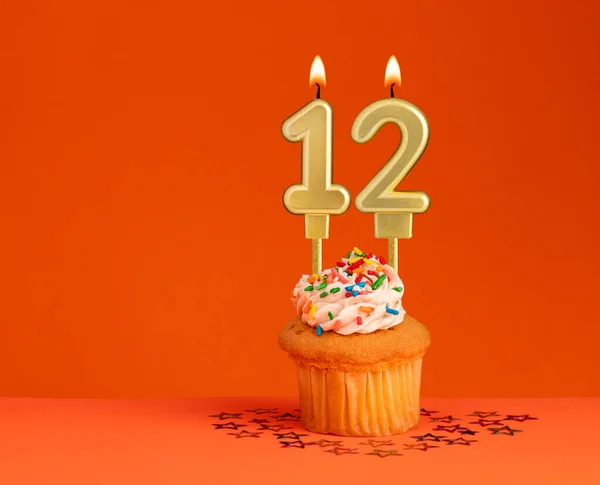 Geburtstagskerze Nummer Einladungskarte Mit Orangefarbenem Hintergrund — Stockfoto