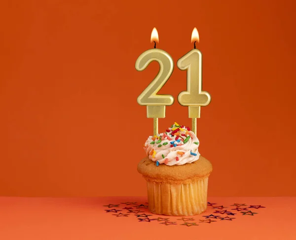 Number Candle Birthday Card Design Orange Background — Stock Photo, Image