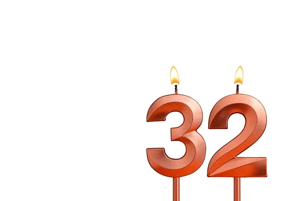 Burning Candle Number Birthday White Background — Stock Photo, Image