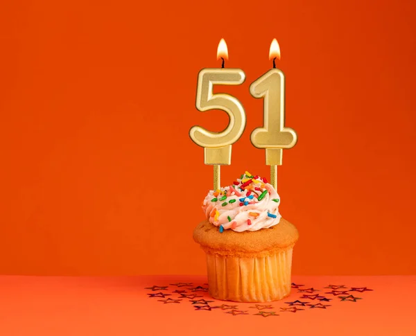 Nummer Kerze Geburtstagskartendesign Auf Orangefarbenem Hintergrund — Stockfoto