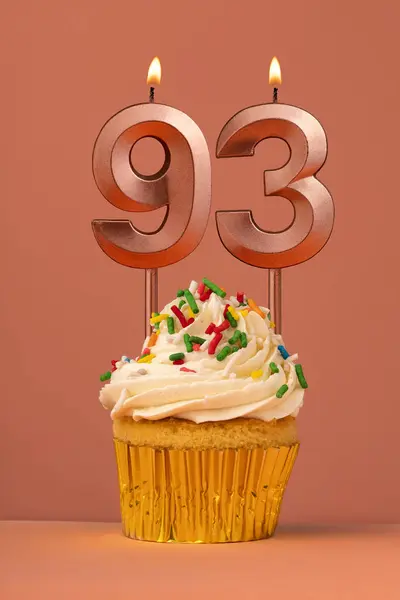 stock image Birthday cake with candle number 93 - Coral fusion background