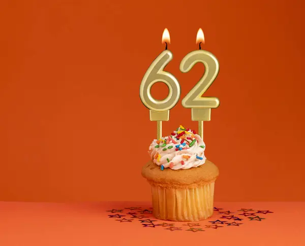 Geburtstagskerze Nummer Einladungskarte Mit Orangefarbenem Hintergrund — Stockfoto