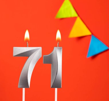 Doğum günü mumu 71 - Turuncu arka planda davetiye kartı