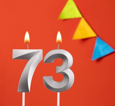 Doğum günü mumu 73 - Turuncu arka planda davetiye kartı