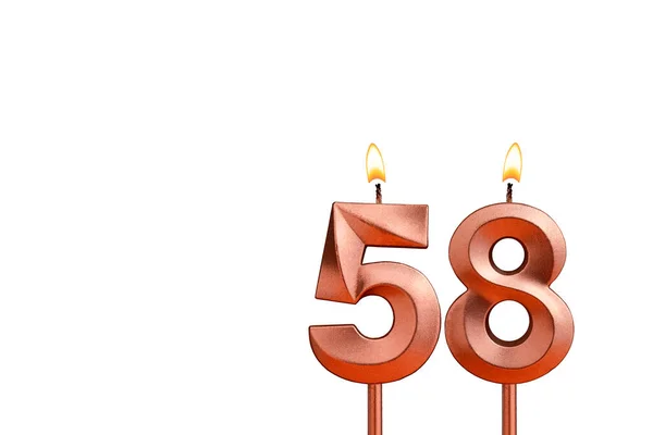 Burning Candle Number Birthday White Background — Stock Photo, Image