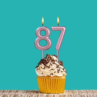 87 numaralı doğum günü mumu - Aquamarine kart tasarımı