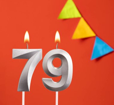 Doğum günü mumu 79 - Turuncu arka planda davetiye kartı
