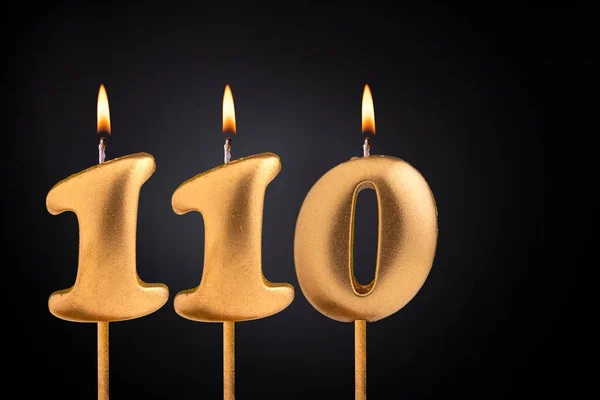 Vela Aniversário Número 110 Celebração Aniversário Fundo Preto — Fotografia de Stock