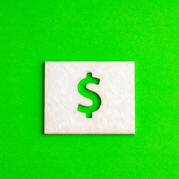 绿色背景上的美元图标 商业符号 — 图库照片