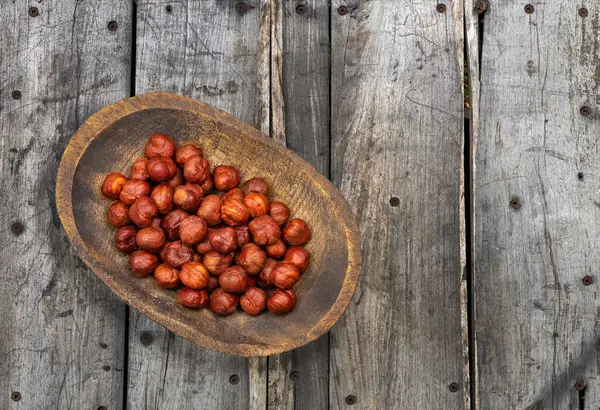 Орехи Hazelnut Деревянной Чаше Corylus Avellana — стоковое фото