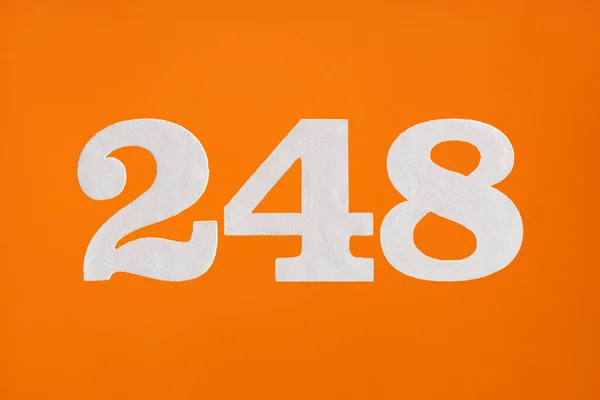 Номер 248 Белые Цифры Оранжевом Фоне — стоковое фото