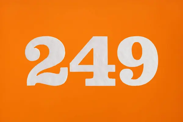 Número 249 Figuras Blancas Sobre Fondo Naranja — Foto de Stock