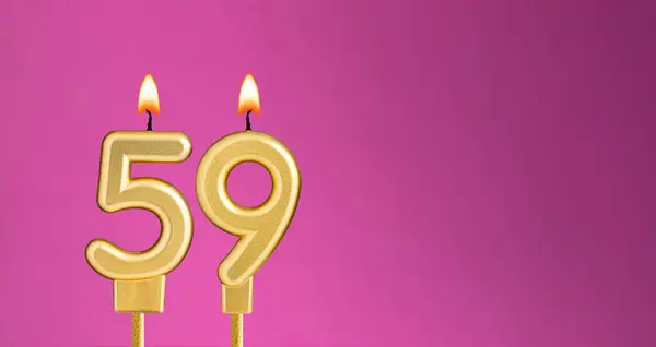 Kerze Nummer Auf Lila Hintergrund Geburtstagskarte — Stockfoto