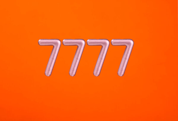 Number 7777 on orange background - The lucky sevens Lucky sevens - Numbers on orange background