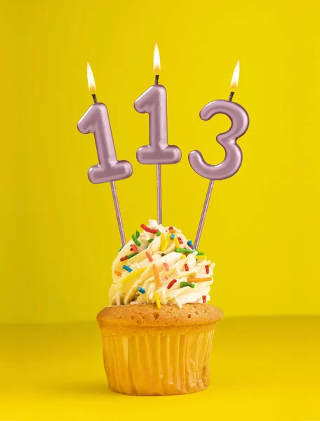 Birthday Candle Number 113 Invitation Card Yellow Background — Stock Photo, Image