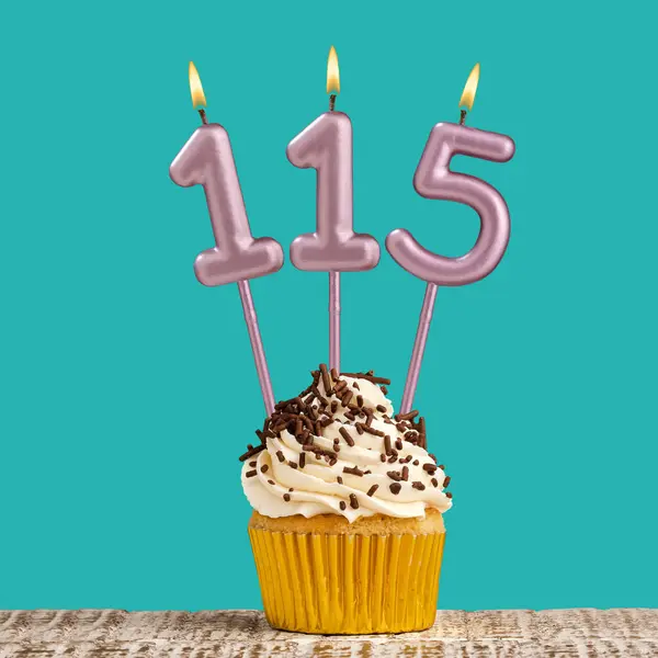 Birthday Candle Number 115 Aquamarine Card Design — Stock Photo, Image