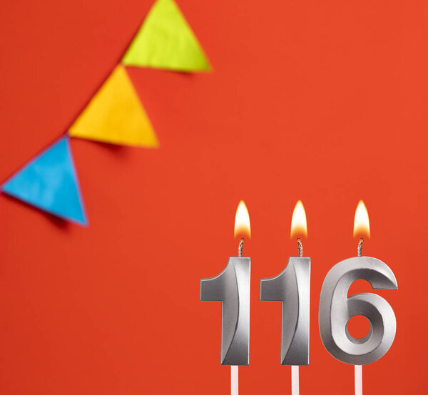 Birthday card - Number 116 candle in orange background