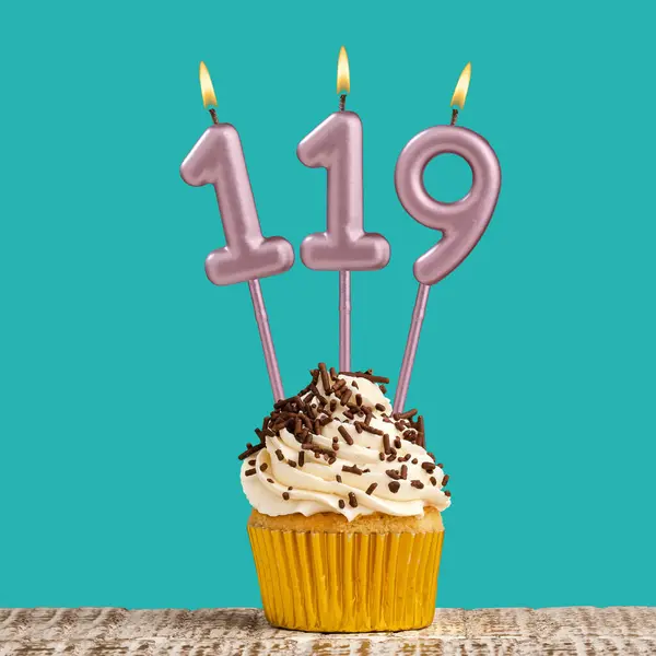 Birthday Candle Number 119 Aquamarine Card Design — Stock Photo, Image