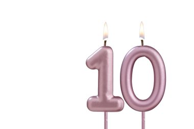 Doğum günü mumu - Beyaz arkaplanda 10 numaralı mum