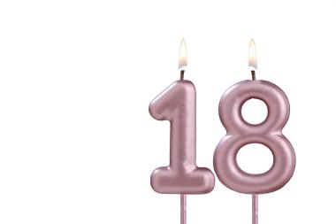 Doğum günü mumu - Beyaz arkaplanda 18 numaralı mum