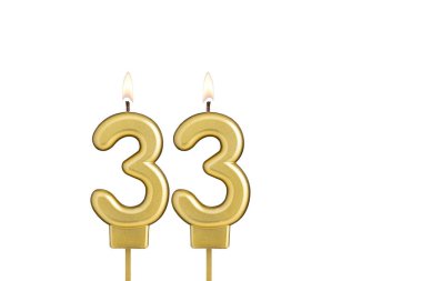 33 numaralı doğum günü mumu beyaz arkaplanda