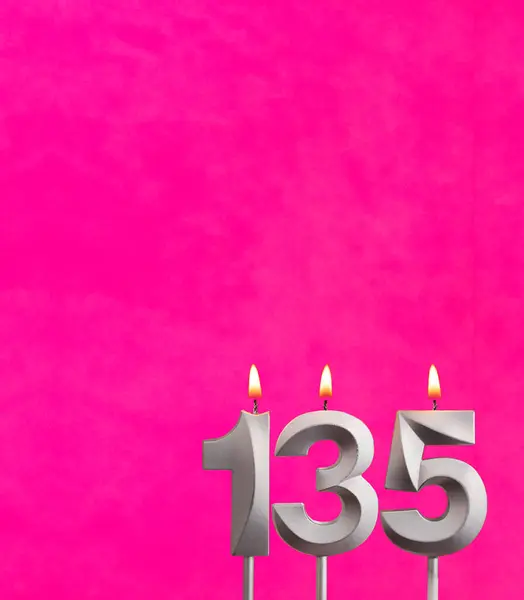 Candle Number 135 Birthday Celebration Fuchsia Background Fotos De Stock Sin Royalties Gratis