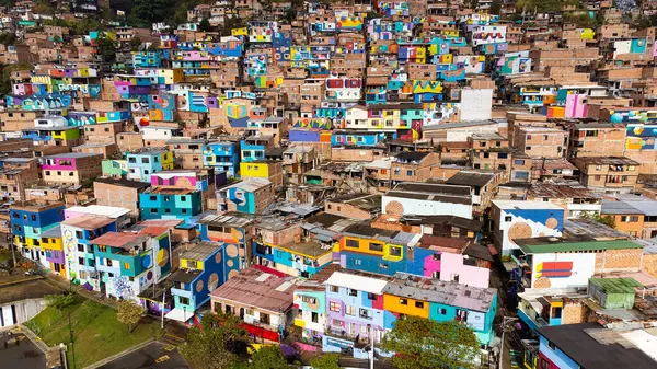 Medellin Antioquia Colombia April 2024 Largest Artistic Mural Medellin Neighborhood — Stock Photo, Image