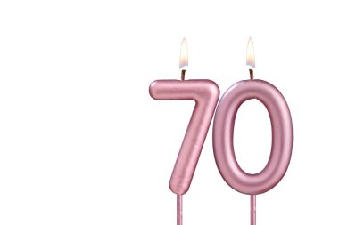 Doğum günü mumu - Beyaz arkaplanda 70 numaralı mum