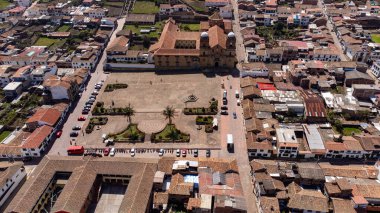 Mongui, Boyaca - Colombia. April 12 - 2024. Aerial photography with drone, Colombian municipality located in the Andes region clipart
