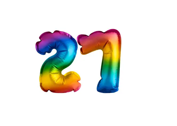 stock image Multicolored balloon for number 27 celebration. Happy birthday on white background