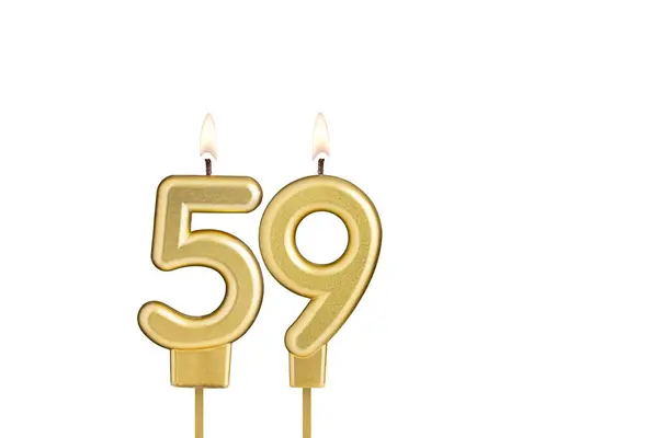 stock image Birthday candle number 59 on white background