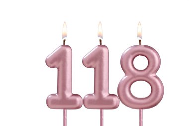 Doğum günü mumu - Beyaz arkaplanda 118 numaralı mum