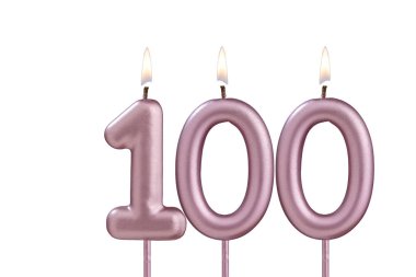 Doğum günü mumu - Beyaz arkaplanda 100 numaralı mum