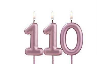 Doğum günü mumu - Beyaz arkaplanda 110 numaralı mum