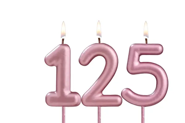 stock image Candle number 125 - Lit birthday candle on white background